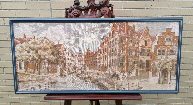 Vintage Framed Tapestry 19 by 42"