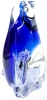 Large Glass Penguin-Shaped Art Glass Paperweight with 2 Mini Penguins on Iceberg Within | 6" Tall - 2