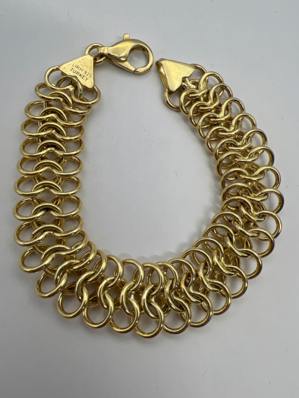 LIRM Turkey 925 Sterling Vermeil Triple Loop Modernist Bracelet