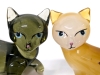 Pair of Darling Bradford Exchange Cat-Itudes Glass Cat Figures | Uo to 2.15" Tall - 2