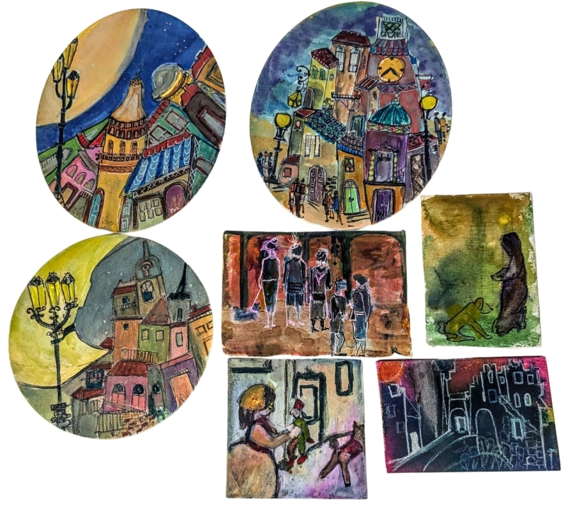 7 Signed & Unsigned Original Paintings on Canvas Boards by Local Crystal Beach Artist Vera Romoda | 4" x 6" - 8" x 10"