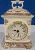 Fine Porcelain Carriage Clock With Flower Design | Brown Botanical By; Skye McGhile | ( 4.5" x 2.5" x 7" )