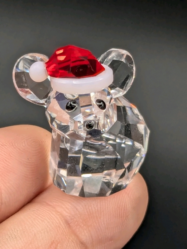 Swarovski Crystal Christmas Mouse with Santa Hat Figure w Original Box | 1" x 1.25" x 7/8"