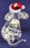 Swarovski Crystal Christmas Mouse with Santa Hat Figure w Original Box | 1" x 1.25" x 7/8" - 5