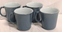 Vintage Blue Pyrex Mugs , Set of 4 - 3.75" Tall