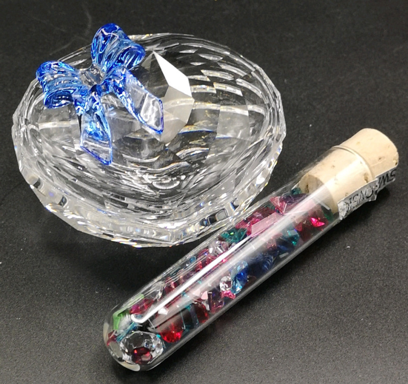 Swarovski Crystal Heart Trinket Box with Tube of Coloured Crystals in Box