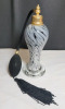 Vintage Art Deco Style Gray /Black Swirl Art Glass Perfume Bottle Atomizer with Tassel , measures 6 3/4" tall - 2