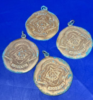 Four Gold Filled Athlete Badges Medals