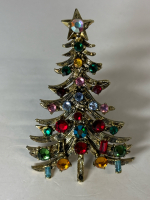 Stunning HOLLYCRAFT Vintage Rhinestone Crystal Tree Brooch signed