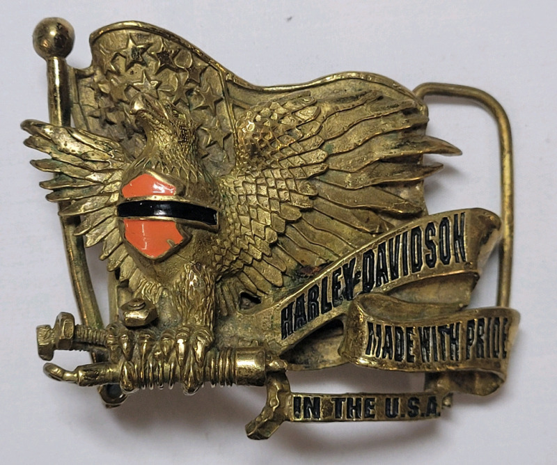 Harley-Davidson Brass Belt Buckle . See photos for measurements