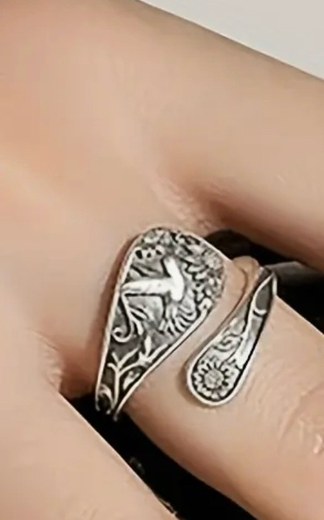925 Sterling Silver Hummingbird Ring Open Adjustable