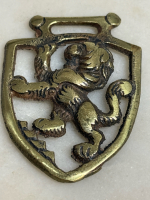 Antique Minature Horse Rampant Lion England Plaque Good Luck