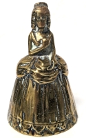 Vintage 1930s - 1940s Brass Demure Victorian Lady Hand Bell / Table Bell | 3.4" Tall