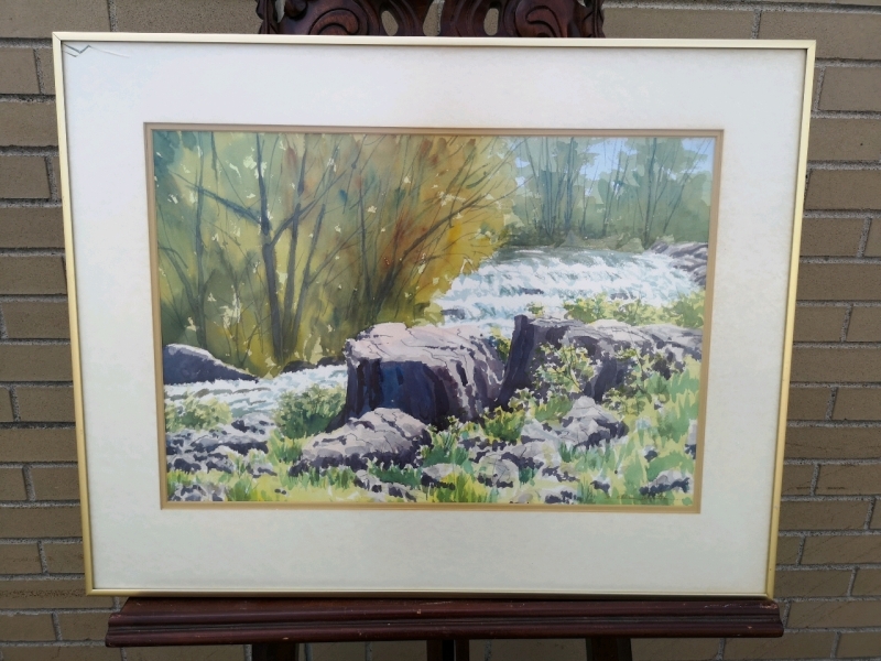 Vintage Watercolour Signed Allan Austin - Tumbling Water (Poconos) 25.25" by 19.75"