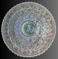 Large Vintage Dugan White Persian Garden Iridescent Carnival Glass Bowl | 11" Diameter x 3" Tall