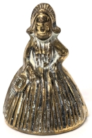 Vintage 1930s - 1940s Brass Small Victorian Lady in Bonnet Hand Bell / Table Bell | 2" Tall