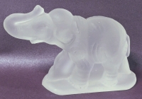 Vintage Frosted Glass Lucky Indian Elephant Paperweight | 5" x 1.5" x 3.5" Tall