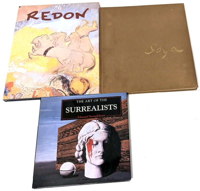 3 Hardcover Art & Artist Books | Redon, Art of the Surrealists by Swinglehurst & Goya by B.L