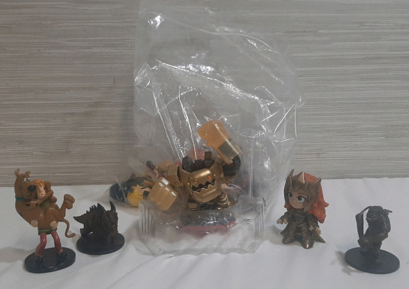 Bag of Assorted Toys and Figurines - Hannah Barbara, D&D Board Pieces, Etc.