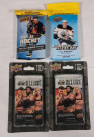 New , Sealed - 2021-22 & 2022-23 Upper Deck NHL Hockey Trading Card Packs plus 2023 UD AEW Wrestling Trading Card Packs