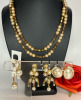 Fabulous Bronze Golden Faux Pearl 34 inch Necklace Earrings