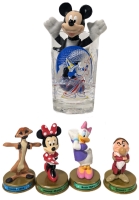 Vintage Disney World Commemorative Drinking Glass, McDonald's Happy Meal House of Mouse & 4 Collectable 100 Years of Magic Characters