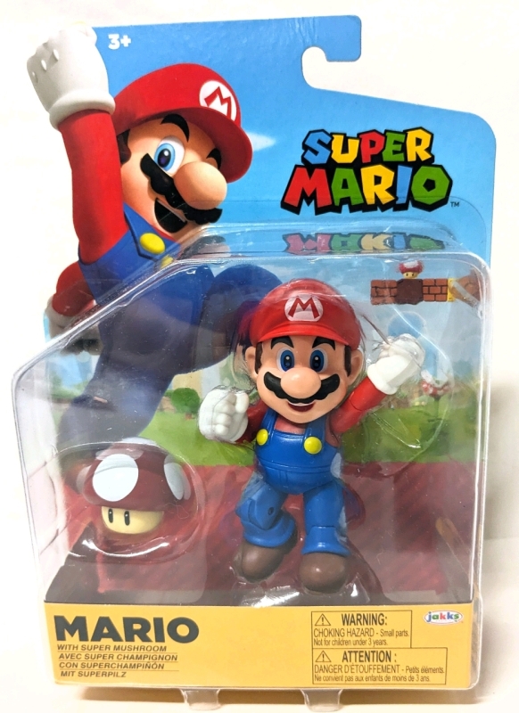 New Sealed Super Mario Action Figure | Mario with Super Mushroom | Approx 4" Tall