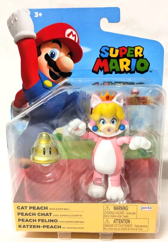 New Sealed Super Mario Action Figure | Cat Peach with Super Bell | Approx 4" Tall