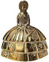 Vintage 1930s - 1940s Brass Lady in Crinoline Hand Bell / Table Bell | 3.5" Tall