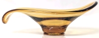 Vintage Unsigned Viking Art Glass Amber Oblong Lipped Bon Bon Candy Dish | 9.3" x 5.25" x 3.25"