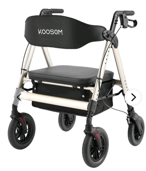 New Boxed | Koosom Heavy Duty Rollator Walker / Bariatric Walker with 19'' Large Seat for Seniors | Supports Up 450 lbs with Extra Wide Backrest | * Retails For $306 * Model # 104KLD01