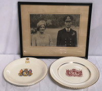 Vintage Royalty Lot - The Queen Mother & Queen Elizabeth - Plates & Picture