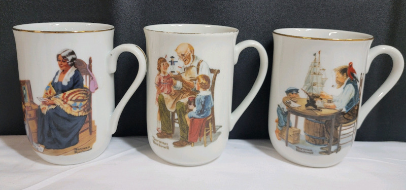 Vintage 1982 Norman Rockwell Coffee / Tea Mugs . No chips or cracks