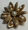 Signed SWOBODA Genuine Pearl Vintage Brooch