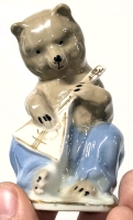 Vintage Soviet Russia USSR Porcelain Bear with Balalaika Figurine | 3.5* Tall