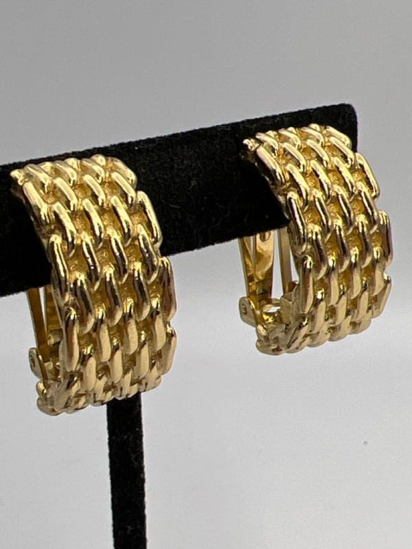 Marked Christian Dior half Hoop Clip on Earrings