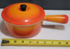 Vintage Le Creuset Enamel #16 Flame Orange Cast Iron Pot / Sauce Pan w/Lid - 5