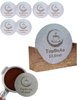 7 New TopBoAo Espresso Puck Screens 58.5mm, 1.7mm Thickness 150μm Filter with Wood Stand | Retails for Over $50!