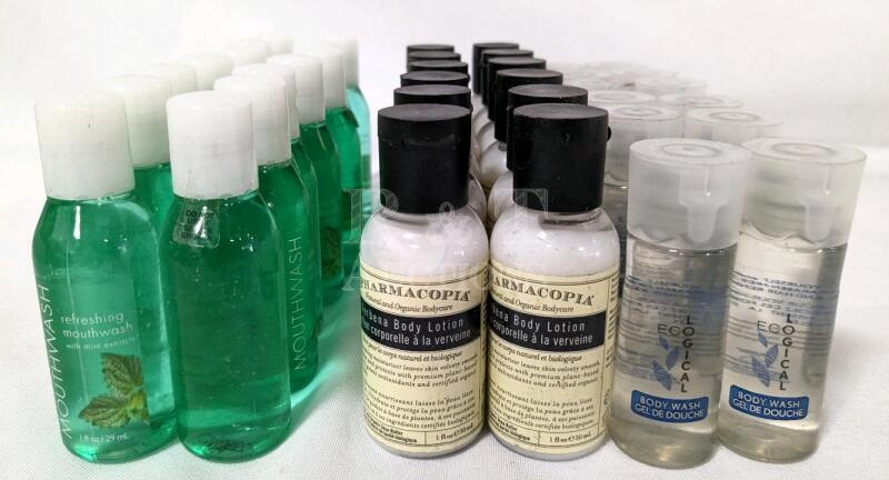 New Travel Sized Toiletries: Mouthwash, Lotion & Body Wash 38 Bottles Total