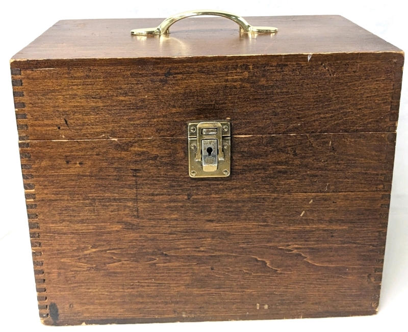 Sturdy Vintage Wood Lock Box with Cheney England Lock (Sans Key) | 12.75" x 8" x 10.25" Tall