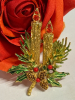 Arthur Pepper ART Orange Rhinestones Enamel Candle Brooch Signed - 6