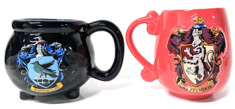 Harry Potter Ceramic Gryffindor & Ravenclaw Mugs | Cauldron Mug 591ml, Red Mug 4.4" Tall