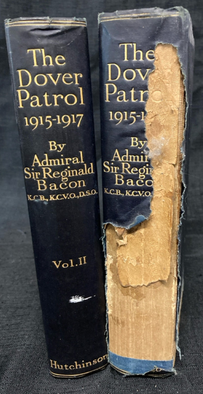 2 Vintage Military Books The Dover Patrol by Admiral Sir Reginald Bacon Volume 1&2 9.25”tall