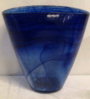 Vintage 9.5" Blue Glass Decorative Vase