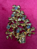 Vintage Rhinestone Christmas Tree Brooches Signed - 2