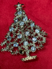 Vintage Rhinestone Christmas Tree Brooches Signed - 3