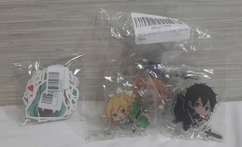 New Sword Art Online Acrylic Charms + Hatsune Miku Stickers