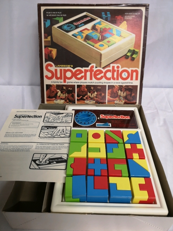 Vintage 1975 Lakeside's Superfection Family Game - Matching Shapes in The Race Against Time!