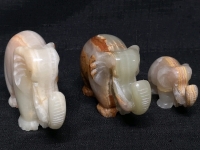 3 Stone Elephant Figures with Their Trunks Up Lucky Elephants - Tallest 3"