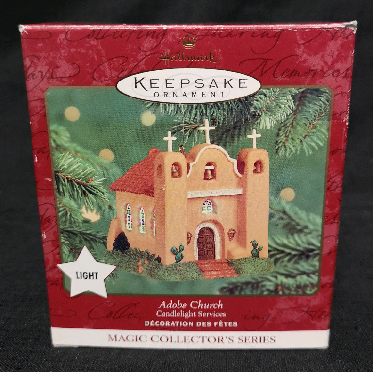 New Adobe Church Light Hallmark Keepsake Ornament 3.25" Tall